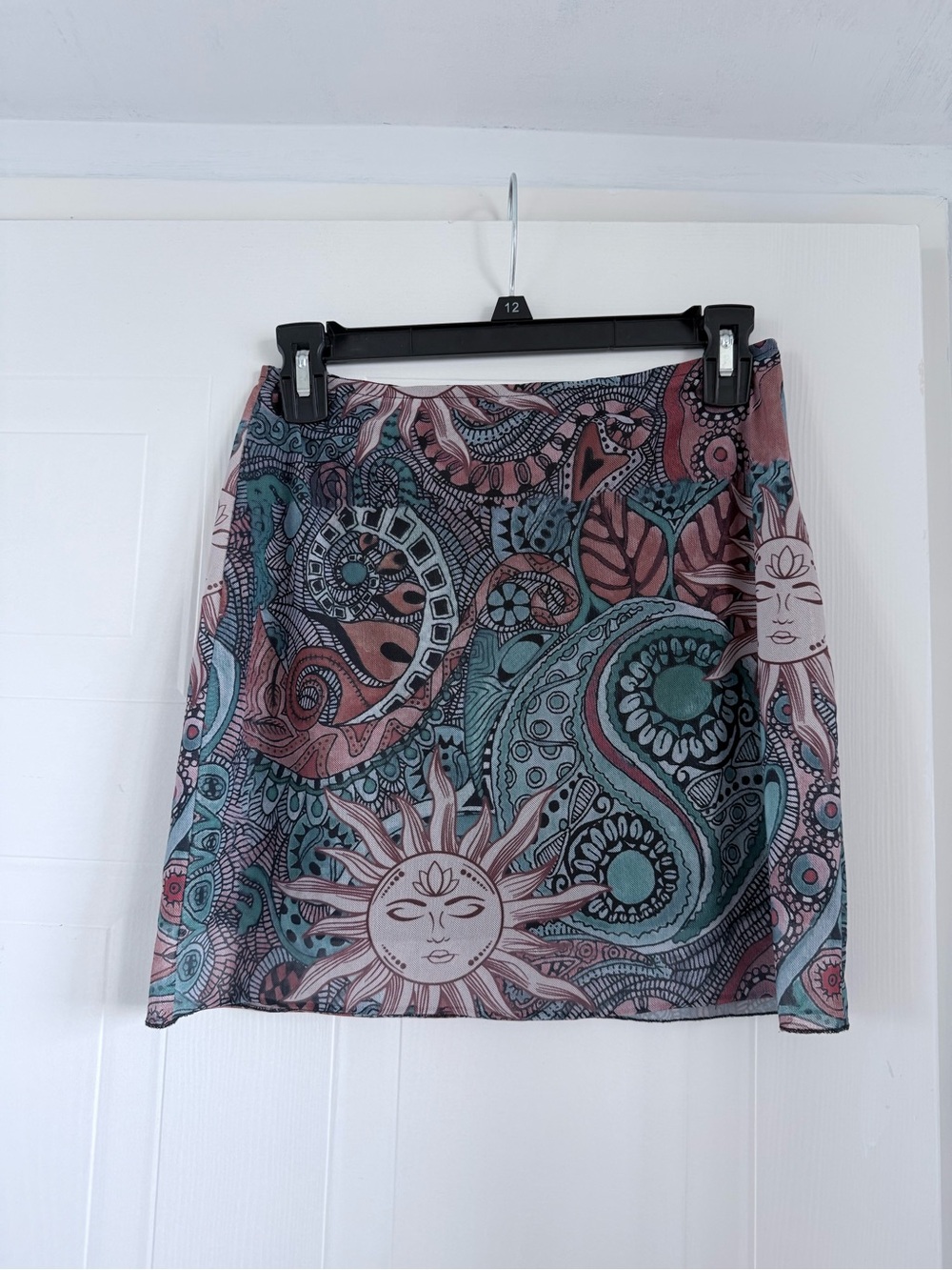 SHEIN Boho Sun & Paisley Print Mini Skirt in Teal and Dusty Rose